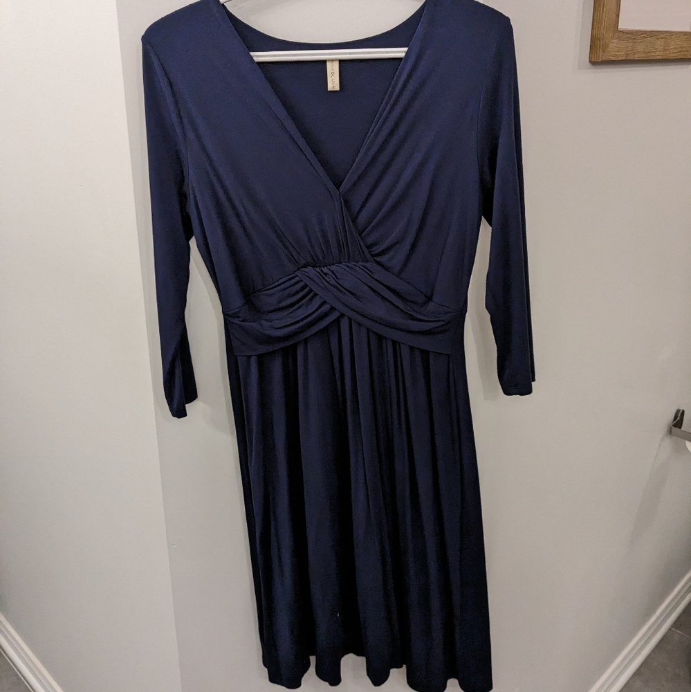 Pink blush size medium navy maternity dress